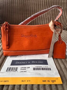*SOLD*Dooney & Bourke Orange Lizzie Suede Shoulder Bag